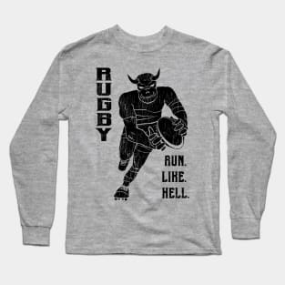 Rugby Run like Hell - Distressed Long Sleeve T-Shirt